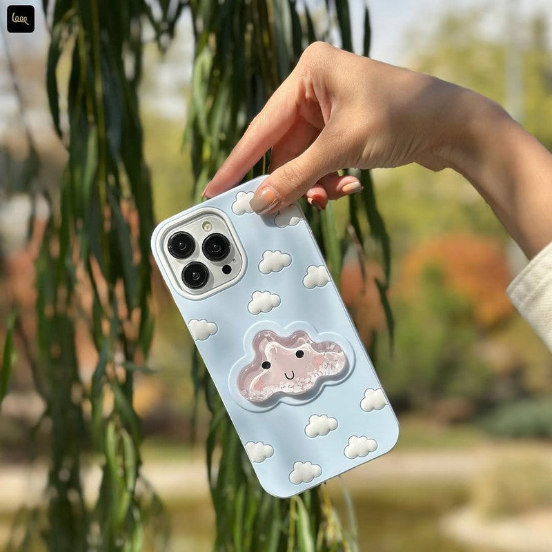 3D Blue Water Clouds Oddly Satisfying Sky Aqua Cloud Liquid Silicone Floating Case